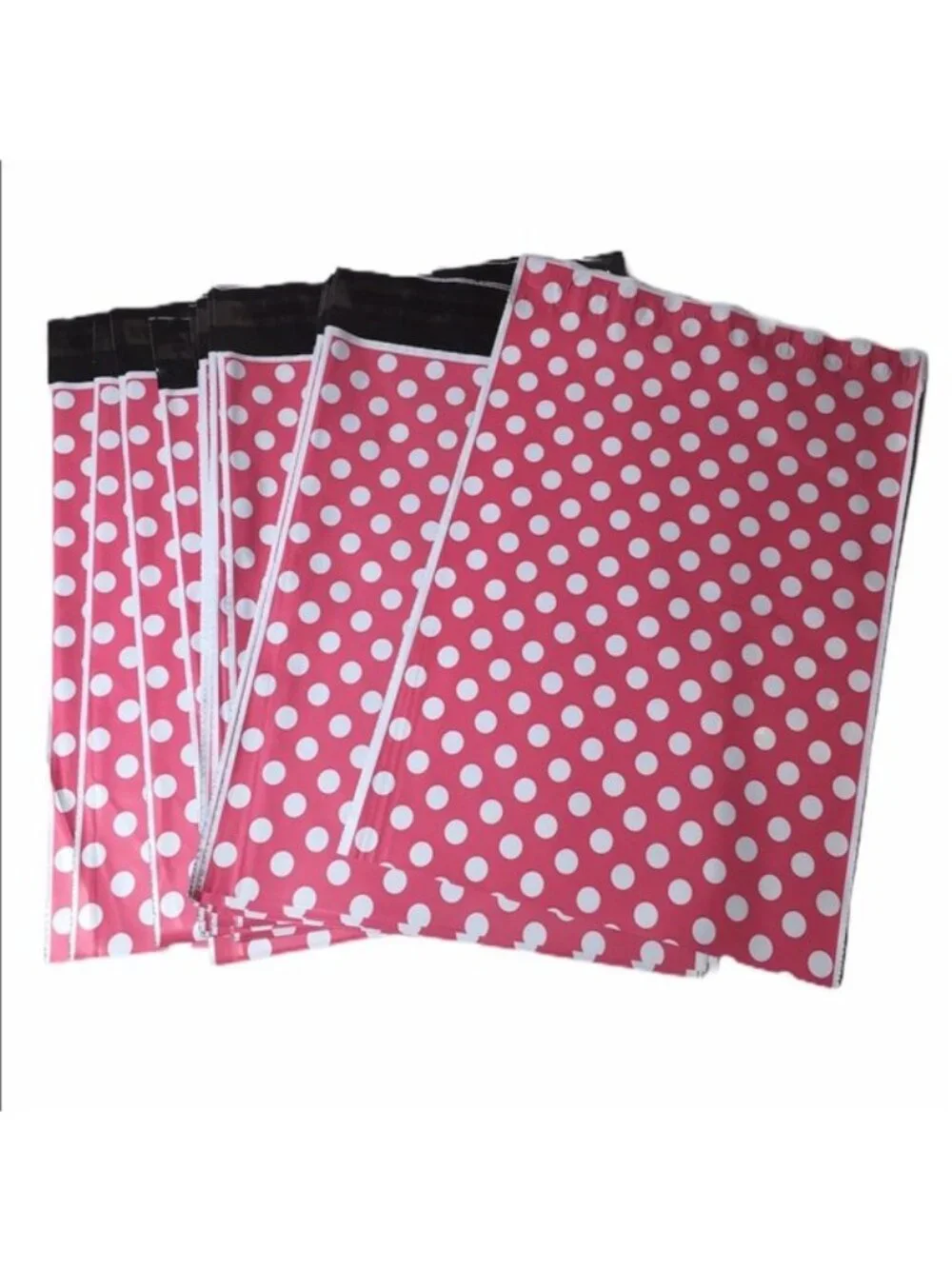 25 poly mailers 6x9 pink with whote polka dot